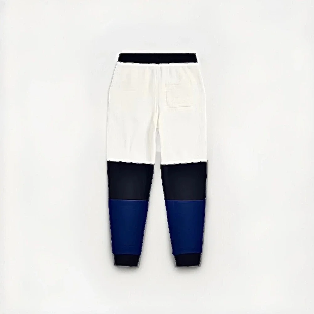 Polo Ralph Lauren Boys Color Blocked Fleece Jogger Pants Size 6 White Navy Black